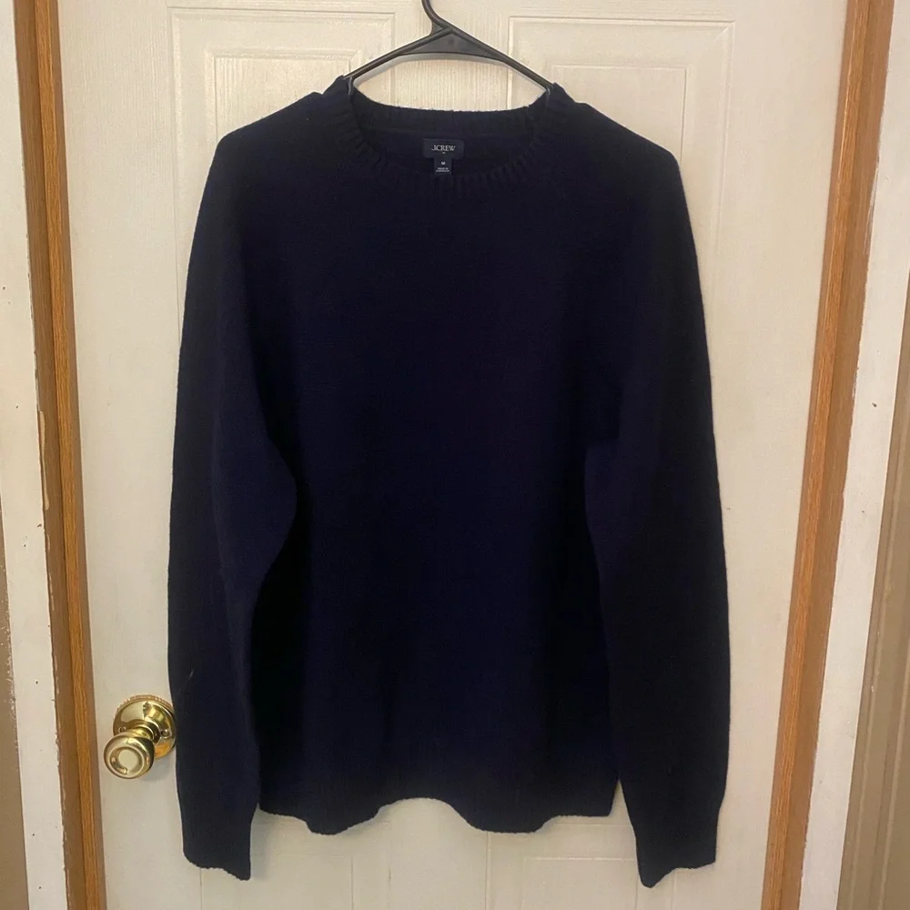 J. Crew Navy Crewneck Sweater for Men Lamb’s Wool Blend